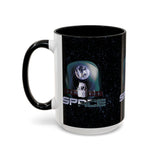 Space Galaxy Accent Coffee Mug 11oz 15oz Astronaut Spacecraft Earth Black Two Tone Ceramic Cup Gift for Space Lovers