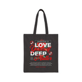 Love Yourself Deep Cotton Canvas Tote Bag Self Love Graphic Reusable Shopping Bag Rose Motivational Quote Positive Affirmation Eco Friendly Fashion Empowerment Accessory