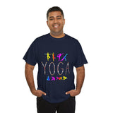 Yoga Graphic Unisex T Shirt Colorful Pose Typography Tee Spiritual Mindfulness Meditation Fitness Lifestyle Heavy Cotton Top for Men and Women