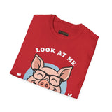 Laughing Pig Fun Cartoon Unisex Heavy Cotton Tee Trendy Humor Streetwear Graphic Shirt Perfect Gift for Friends Birthdays Casual Wear