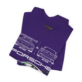 Porsche GT3 RS Inspired Blueprint Design Unisex Heavy Cotton Tee Premium Racing Streetwear Car Lovers T Shirt for Enthusiasts and Everyday Wear