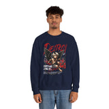 Unisex Heavy Blend Crewneck Sweatshirt Betrayed Angel Destroy Graphic Pullover Black Gothic Streetwear Fire Print Bold Motivational Urban Fashion Outfit