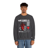 Heart Flower Graphic Unisex Heavy Blend Crewneck Sweatshirt Comfortable Streetwear Pullover Bold Red and Black Floral Heart Design Symbol of Love Strength and Vitality Perfect Gift for Friends Birthdays Cozy Days and Everyday Wear