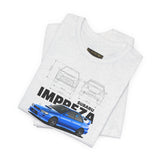 Blue Rally Inspired Performance Sedan Artwork Unisex Heavy Cotton Tee High Speed Streetwear Graphic Shirt For Car Enthusiasts And Automotive Art Lovers