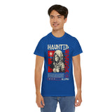 Haunted Warrior Unisex Heavy Cotton Tee Graphic Black T Shirt Bold Red Samurai Ninja Inspired Futuristic Streetwear Artistic Fashion Outfit