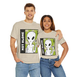 Unisex Not Alone Alien T Shirt Cartoon UFO Graphic Tee Extraterrestrial Sci Fi Space Themed Paranormal Conspiracy Inspired Streetwear Top