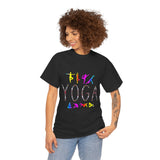 Yoga Graphic Unisex T Shirt Colorful Pose Typography Tee Spiritual Mindfulness Meditation Fitness Lifestyle Heavy Cotton Top for Men and Women