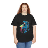 Galactic Dream Astronaut Neon Art Unisex Heavy Cotton Tee Bold Cosmic Streetwear Graphic T Shirt Vibrant Space Design Comfortable Classic Fit Everyday Wear Perfect Gift for Sci Fi Lovers and Creative Minds