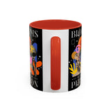 Blooms Person Accent Coffee Mug 11oz 15oz Abstract Floral Head Artistic Colorful Modern Creative Design Black White Ceramic Tea Cup Streetwear Inspired Artistic Fashion Drinkware