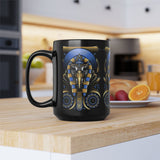 Eye Of Eternity Mug Egyptian Owl Pharaoh Design Gold And Blue Ceramic Mug Spiritual Morning Energy Cup For Focus, Calm, And Creative Awakening