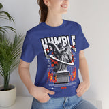 Unisex Jersey Short Sleeve Tee Humble Angel Statue Graphic Streetwear Fire Print T Shirt Bold Motivational Urban Fashion Outfit