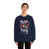 Move With Flow Breakdance Graphic Unisex Heavy Blend Crewneck Sweatshirt Hip Hop Streetwear Dance Rhythm Pullover