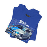 Nissan Skyline GT R R34 Inspired Illustrated JDM Racing Car Graphic T Shirt Iconic Japanese Performance Street Racing Culture Automotive Streetwear Gift For Car Enthusiasts