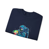 Galactic Dream Astronaut Neon Art Unisex Heavy Blend Crewneck Sweatshirt Vibrant Cosmic Streetwear Pullover Futuristic Space Design Soft Fleece Warm Comfortable Everyday Wear Perfect Gift for Sci Fi...