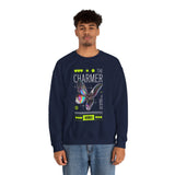 The Charmer Unisex Heavy Blend Crewneck Sweatshirt Futuristic Butterfly Neon Cyber Aesthetic Graphic Pullover Streetwear Fashion