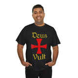 Unisex Deus Vult T Shirt Medieval Crusader Cross Graphic Tee Warrior Knight Inspired Vintage Christian Symbol Heavy Cotton Streetwear