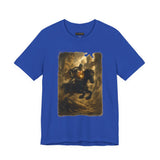 Medieval Knight On Horseback Fantasy Art Unisex Heavy Cotton Tee Epic Warrior Adventure Graphic Shirt Heroic Battle Scene Streetwear Bold Artistic Design