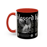 Blessed Angel Statue Graphic Accent Coffee Mug 11oz 15oz Gothic Streetwear Aesthetic Spiritual Artistic Ceramic Drinkware