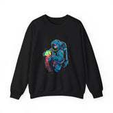 Galactic Dream Astronaut Neon Art Unisex Heavy Blend Crewneck Sweatshirt Vibrant Cosmic Streetwear Pullover Futuristic Space Design Soft Fleece Warm Comfortable Everyday Wear Perfect Gift for Sci Fi...