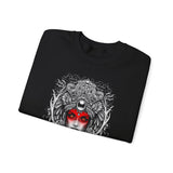Mystic Warrior Goddess Unisex Sweatshirt Bold Monochrome Tribal Design Sacred Feminine Energy Gothic Art Streetwear Perfect for Festivals Winter Comfort and Everyday Style