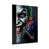 Joker Split Insanity Glossy Poster Bold Gothic Wall Art Dark Psychological Design Fiery Abstract Expression Print for Collectors, Creators, and Visionary Spaces