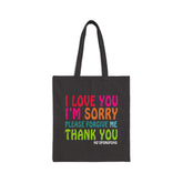 Ho’oponopono Tote Bag Cotton Canvas Hawaiian Healing Design I Am Sorry Forgive Me I Love You Thank You Spiritual Affirmation Durable Reusable Eco Friendly Carry Bag