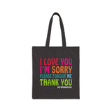 Ho’oponopono Tote Bag Cotton Canvas Hawaiian Healing Design I Am Sorry Forgive Me I Love You Thank You Spiritual Affirmation Durable Reusable Eco Friendly Carry Bag