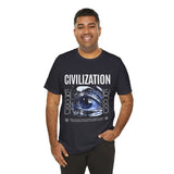 Civilization Eye Of Memory Graphic Unisex Jersey Short Sleeve Tee Futuristic Visionary Streetwear Bold Abstract Blue Eye T Shirt