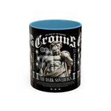 Cronus The Dark Sovereign Accent Coffee Mug 11oz 15oz Greek Mythology Statue Graphic Gothic Streetwear Bold Artistic Ceramic Cup