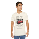 Red High Performance Muscle Coupe Blueprint Unisex Heavy Cotton Tee Retro Car Art Streetwear Gift for Gearheads Daily Wear Car Lovers Apparel