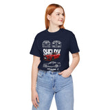 Red High Performance Muscle Coupe Blueprint Unisex Heavy Cotton Tee Retro Car Art Streetwear Gift for Gearheads Daily Wear Car Lovers Apparel