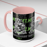 Money Mindset Accent Coffee Mug 11oz 15oz Motivational Hustle Grind Wealth Entrepreneur Graphic Ceramic Mug Bold Streetwear Inspired Success Lifestyle Cup