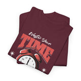 Waste Your Time Unisex Heavy Cotton Tee Graphic Black T Shirt Motivational Hustle Money Clock Streetwear Bold Entrepreneur Mindset Fashion Outfit