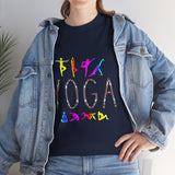 Yoga Graphic Unisex T Shirt Colorful Pose Typography Tee Spiritual Mindfulness Meditation Fitness Lifestyle Heavy Cotton Top for Men and Women