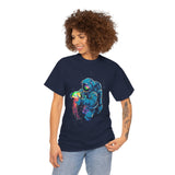 Galactic Dream Astronaut Neon Art Unisex Heavy Cotton Tee Bold Cosmic Streetwear Graphic T Shirt Vibrant Space Design Comfortable Classic Fit Everyday Wear Perfect Gift for Sci Fi Lovers and Creative Minds