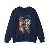 Jocker Sinister Grin Unisex Sweatshirt Heavy Blend Gothic Streetwear Dark Psychological Art Design Bold Horror Fashion Statement Cozy Wear For Fearless Creative Souls