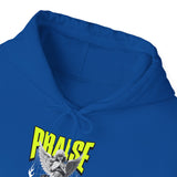 Praise Angel Statue Graphic Unisex Heavy Blend Hooded Sweatshirt Gothic Spiritual Streetwear Hoodie