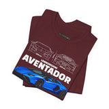 Aventador Blue Hypercar Blueprint Unisex Heavy Cotton Tee High Performance Streetwear Design for Car Enthusiasts Racers and Speed Lovers
