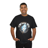 Temporal Echo Lightning Globe Graphic Unisex Heavy Cotton Tee Bold Streetwear Past Present Future Inspired T-Shirt