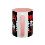 Money Ambition Accent Coffee Mug 11oz 15oz Black Ceramic Cup with Bold Red Typography and Cash Stack Design for Entrepreneurs and Hustlers