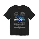 Nissan Skyline GT R R34 Inspired Illustrated JDM Sports Car Graphic T Shirt Iconic Japanese Performance Streetwear Racing Culture Unisex Tee Gift For JDM Car Enthusiasts