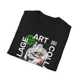 Collage Art Unisex Softstyle T Shirt Modern Graphic Tee Black Futuristic Nature Inspired Abstract Design Minimalist Streetwear Creative Fashion Outfit