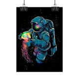 Galactic Dream Astronaut Neon Art Matte Vertical Poster Futuristic Space Wall Art Vibrant Cosmic Print Premium Home Decor for Sci Fi Lovers Creative Studios and Modern Interiors