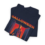 The Silent Stalker Unisex Heavy Cotton Tee Retro Horror Graphic Shirt Halloween Streetwear Creepy Night Design for Fall Parties and Dark Aesthetic Lovers