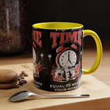 Waste Your Time Accent Coffee Mug 11oz 15oz Ceramic Cup Motivational Hustle Money Clock Graphic Drinkware Bold Entrepreneur Mindset Streetwear Gift