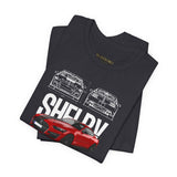 Shelby Red High Performance Muscle Coupe Blueprint Unisex Heavy Cotton Tee Retro Car Art Streetwear Gift for Gearheads Daily Wear Car Lovers Apparel