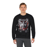 Money Bright Unisex Heavy Blend Crewneck Sweatshirt Angel Statue Graphic Gothic Streetwear Red Neon Artistic Fashion Pullover