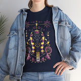 Anubis Balance God Unisex Heavy Cotton Tee Egyptian Mythology Streetwear Graphic T Shirt Bold Cosmic Art Design For Men And Women Perfect For Festivals Spiritual Wear And Fashion Lovers