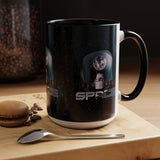 Space Galaxy Accent Coffee Mug 11oz 15oz Astronaut Spacecraft Earth Black Two Tone Ceramic Cup Gift for Space Lovers