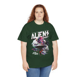 Aliens Exist UFO Graphic Unisex Heavy Cotton Tee Sci Fi Streetwear T Shirt Extraterrestrial Space Alien Design